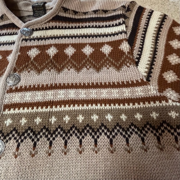 Vintage 60s Fair Isle Cardigan Sweater Virgin Wool Norvyk Pro Ski Shop Canadian - Picture 5 of 17